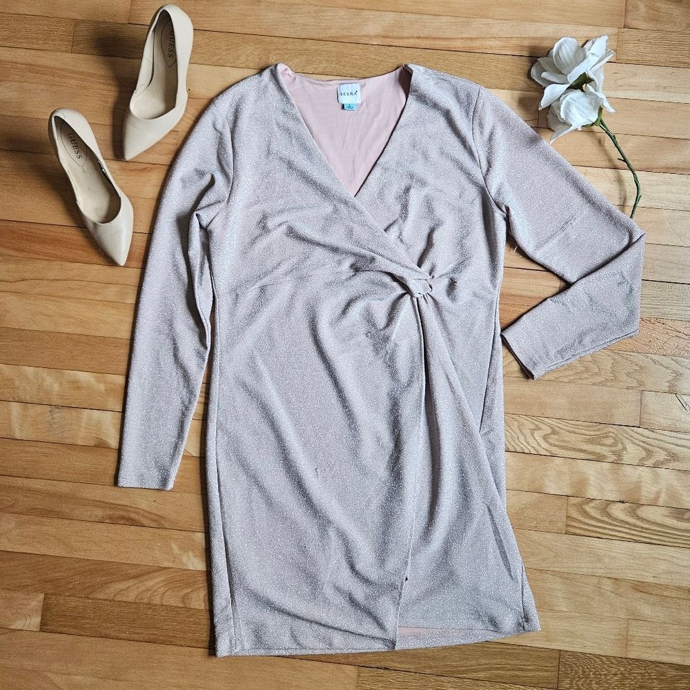 Serra Elegant Pink Wrap Dress